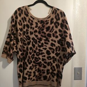 New York & Company Leopard Print Sweater - Tan and Black